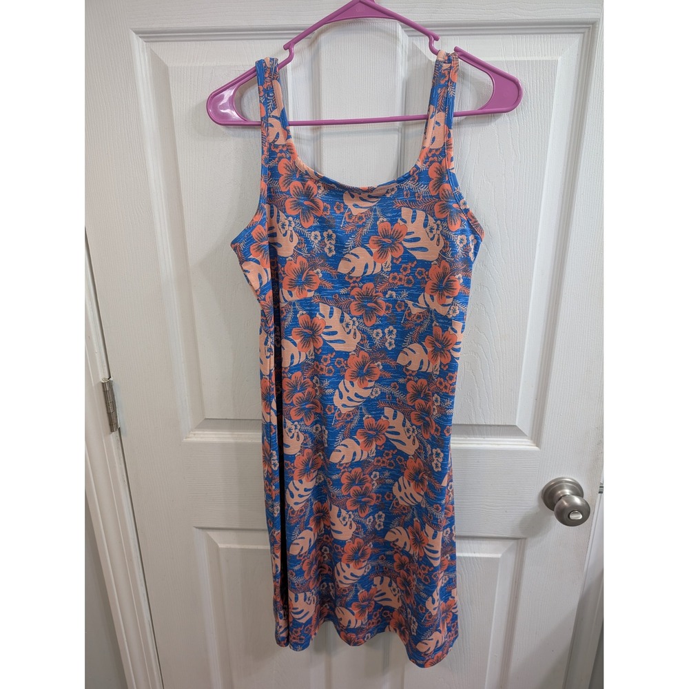 Columbia PFG Freezer III Dress Women Blue Peach Floral Stretch - Size M